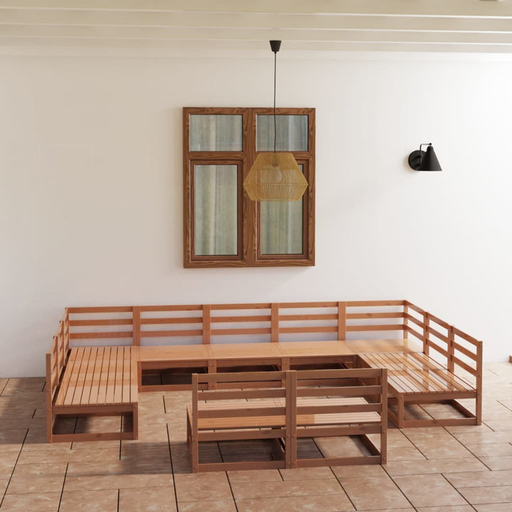 Vixl Set Mobilier Grădină Cu Perne, 11 Piese, , Lemn Masiv Pin