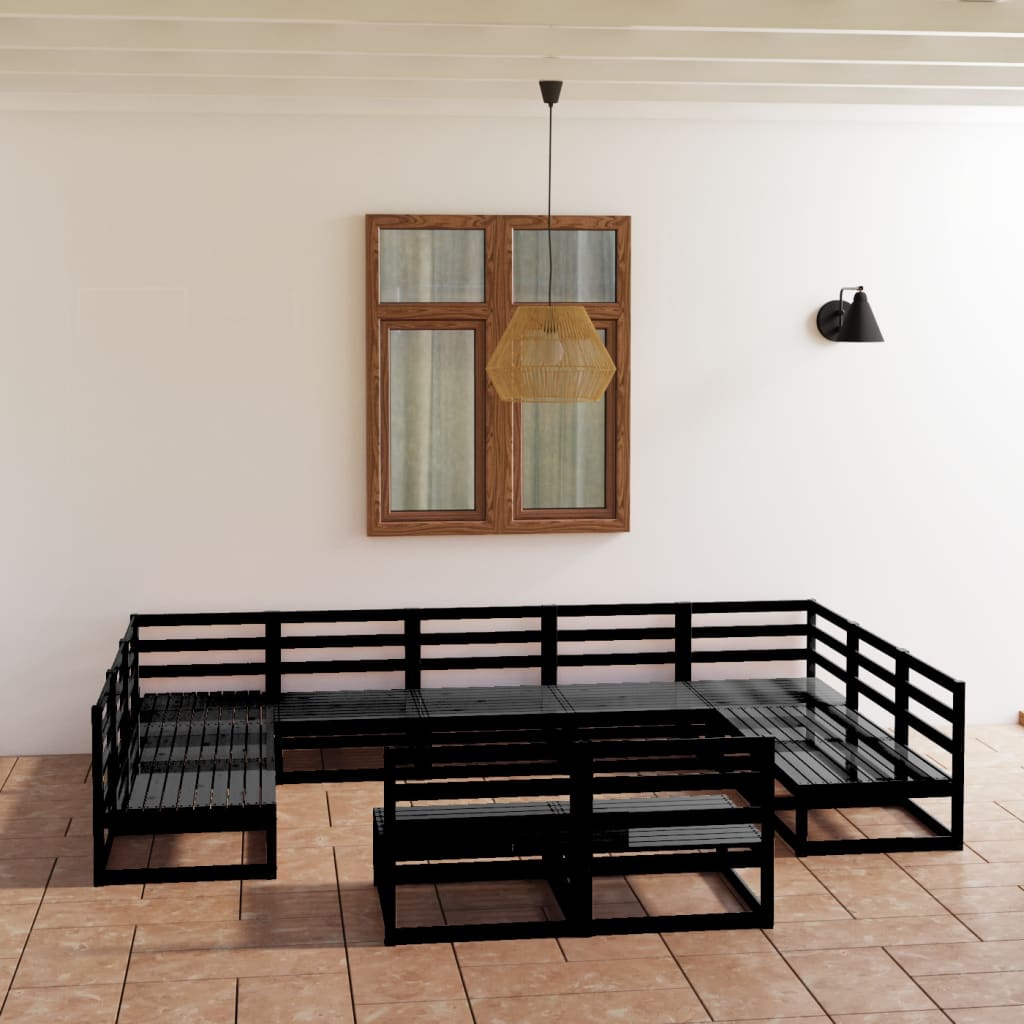 Vixl Set Mobilier Grădină Cu Perne, 11 Piese, , Lemn Masiv Pin