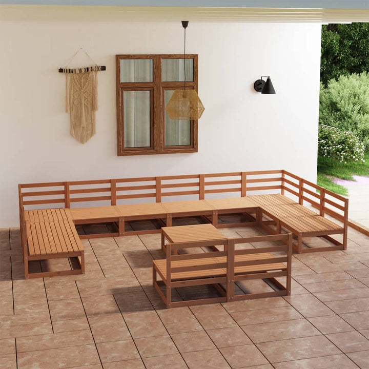 Vixl Set Mobilier Grădină Cu Perne, 13 Piese, , Lemn Masiv Pin