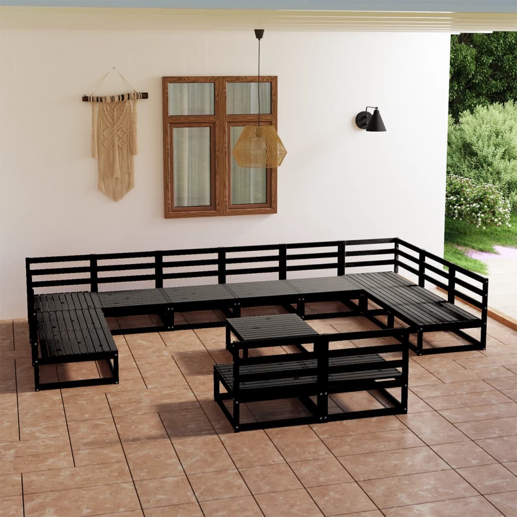 Vixl Set Mobilier Grădină Cu Perne, 13 Piese, , Lemn Masiv Pin