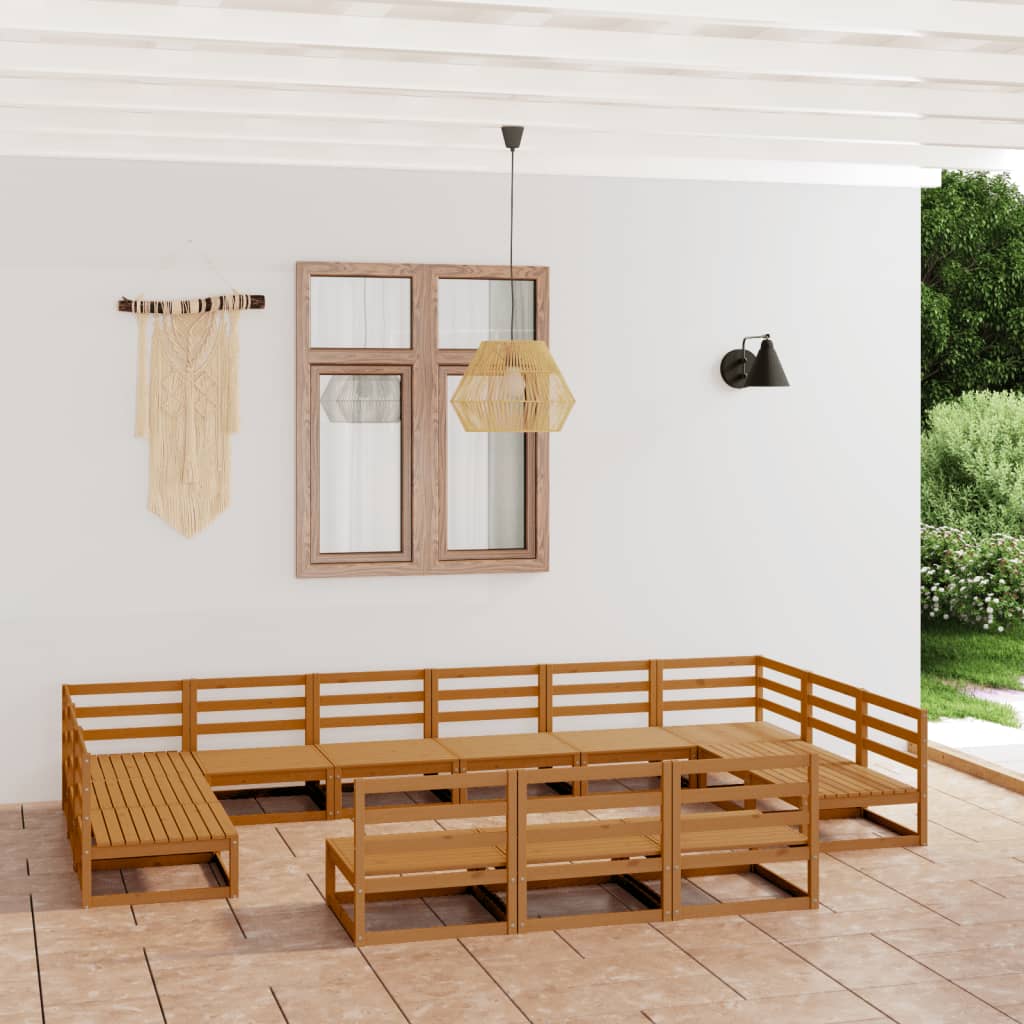 Vixl Set Mobilier Grădină Cu Perne, 13 Piese, , Lemn Masiv Pin
