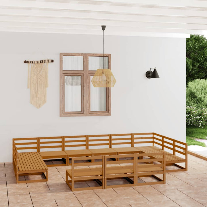 Vixl Set Mobilier Grădină Cu Perne, 13 Piese, , Lemn Masiv Pin