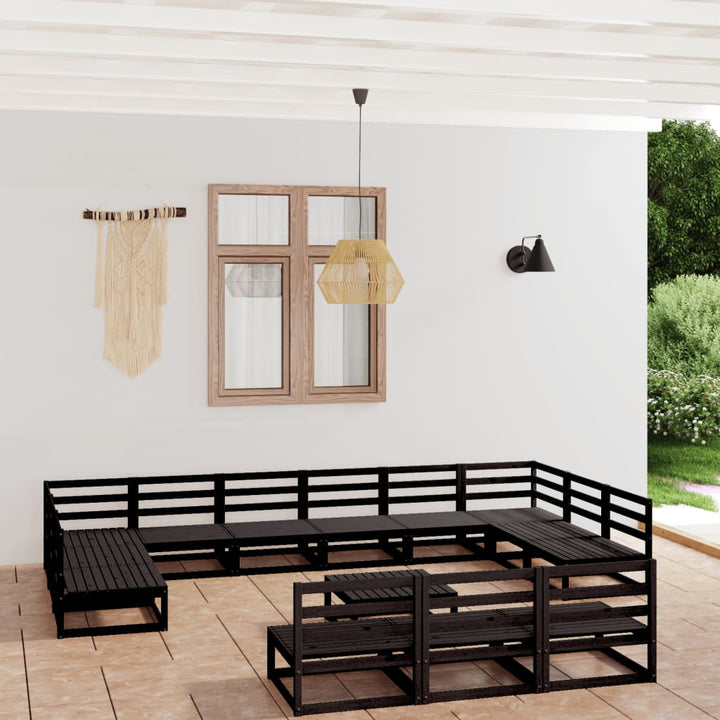 Vixl Set Mobilier Grădină Cu Perne, 14 Piese, Maro, Lemn Masiv Pin