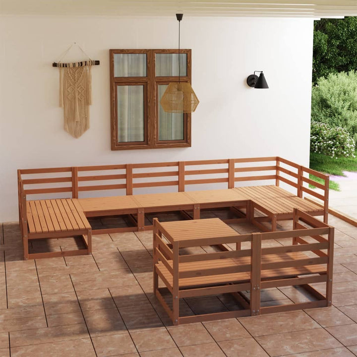 Vixl Set Șezlonguri Grădină Cu Perne, 10 Piese, , Lemn Masiv Pin