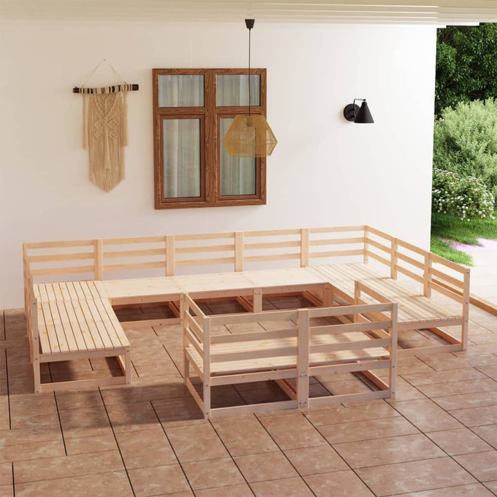 Vixl Set Mobilier Grădină Cu Perne, 11 Piese, , Lemn Masiv Pin