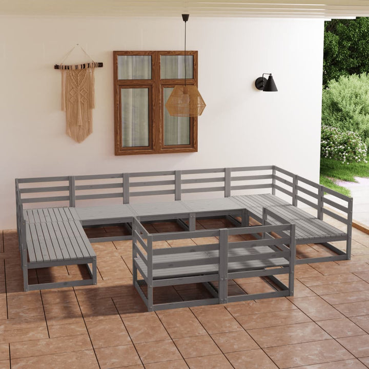 Vixl Set Mobilier Grădină Cu Perne, 11 Piese, , Lemn Masiv Pin