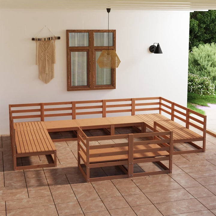 Vixl Set Mobilier Grădină Cu Perne, 11 Piese, , Lemn Masiv Pin