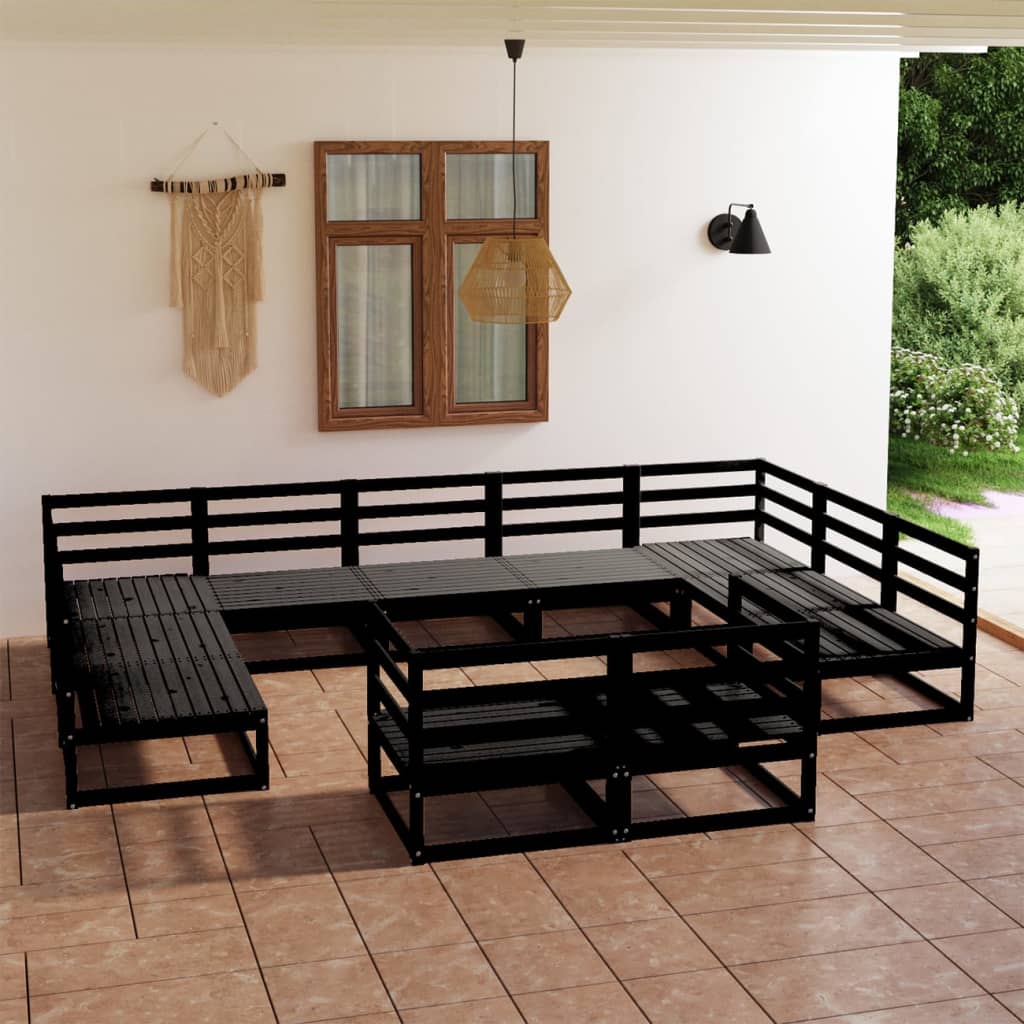 Vixl Set Mobilier Grădină Cu Perne, 11 Piese, , Lemn Masiv Pin