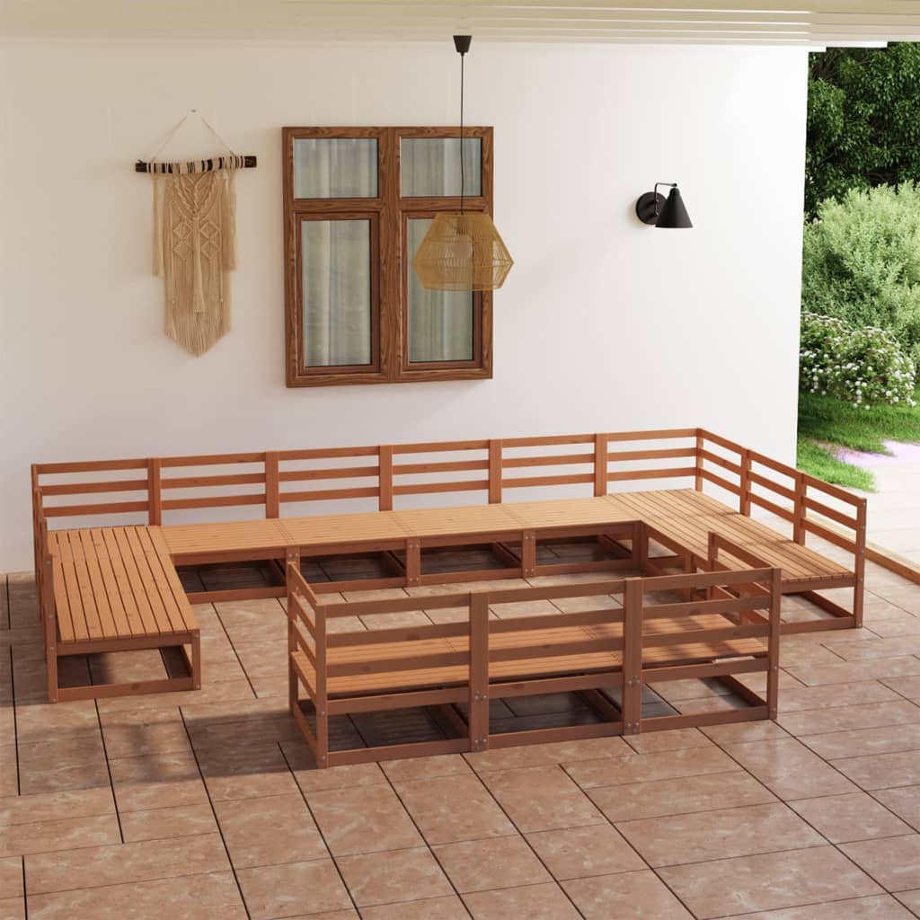 Vixl Set Mobilier Grădină Perne, 13 Piese, , Lemn Masiv Pin