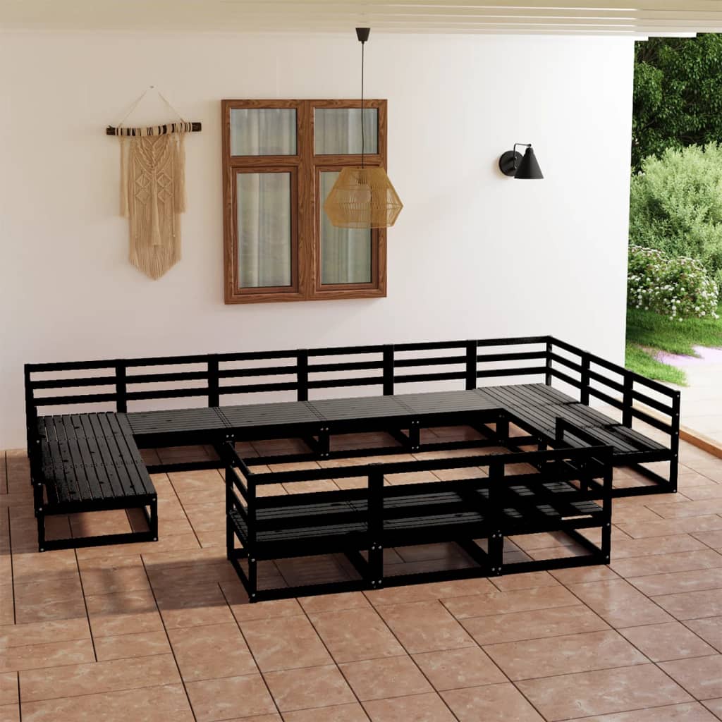 Vixl Set Mobilier Grădină Perne, 13 Piese, , Lemn Masiv Pin