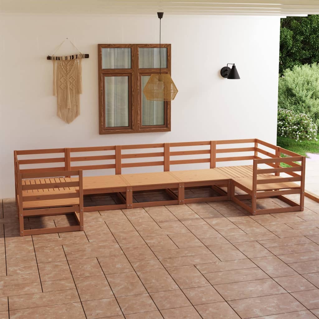 Vixl Set Mobilier De Grădină Cu Perne, 7 Piese, , Lemn Masiv Pin