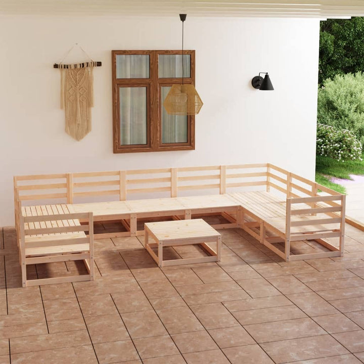Vixl Set Șezlonguri Grădină Cu Perne, 10 Piese, , Lemn Masiv Pin