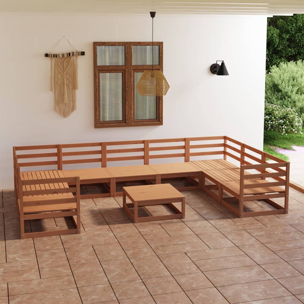 Vixl Set Șezlonguri Grădină Cu Perne, 10 Piese, , Lemn Masiv Pin