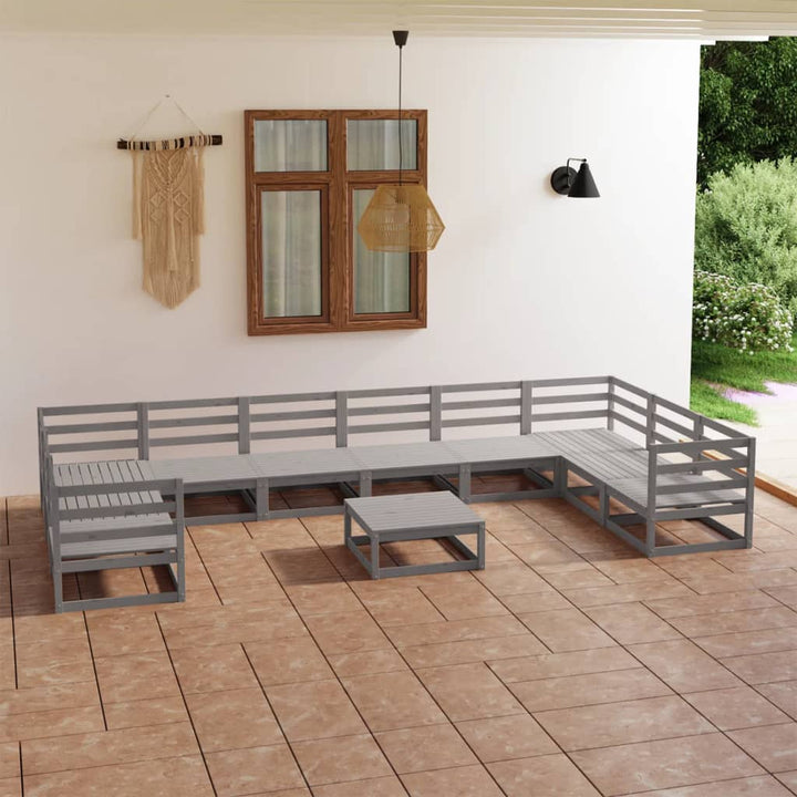 Vixl Set Mobilier Grădină Cu Perne Antracit, 11 Piese Lemn Masiv Pin
