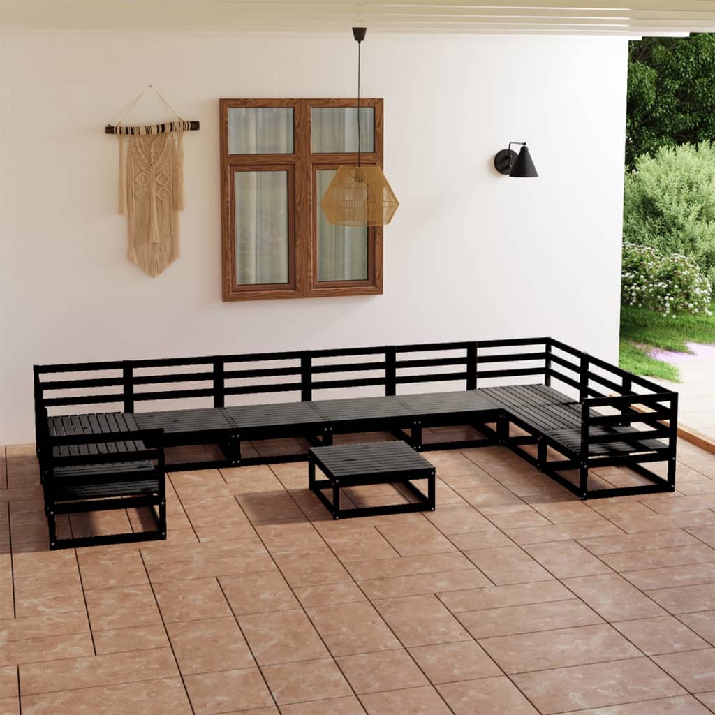 Vixl Set Mobilier Grădină Cu Perne Antracit, 11 Piese Lemn Masiv Pin