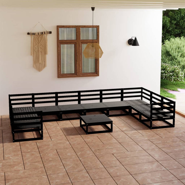 Vixl Set Mobilier Grădină Cu Perne Antracit, 11 Piese Lemn Masiv Pin