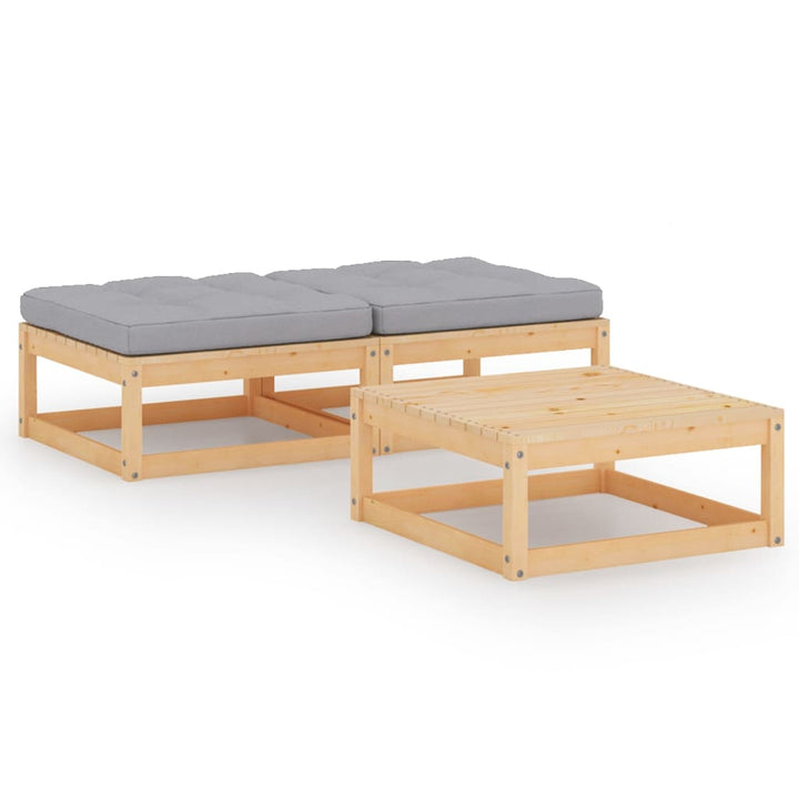 Set Mobilier Grădină Cu Perne, 3 Piese, Lemn Masiv De Pin