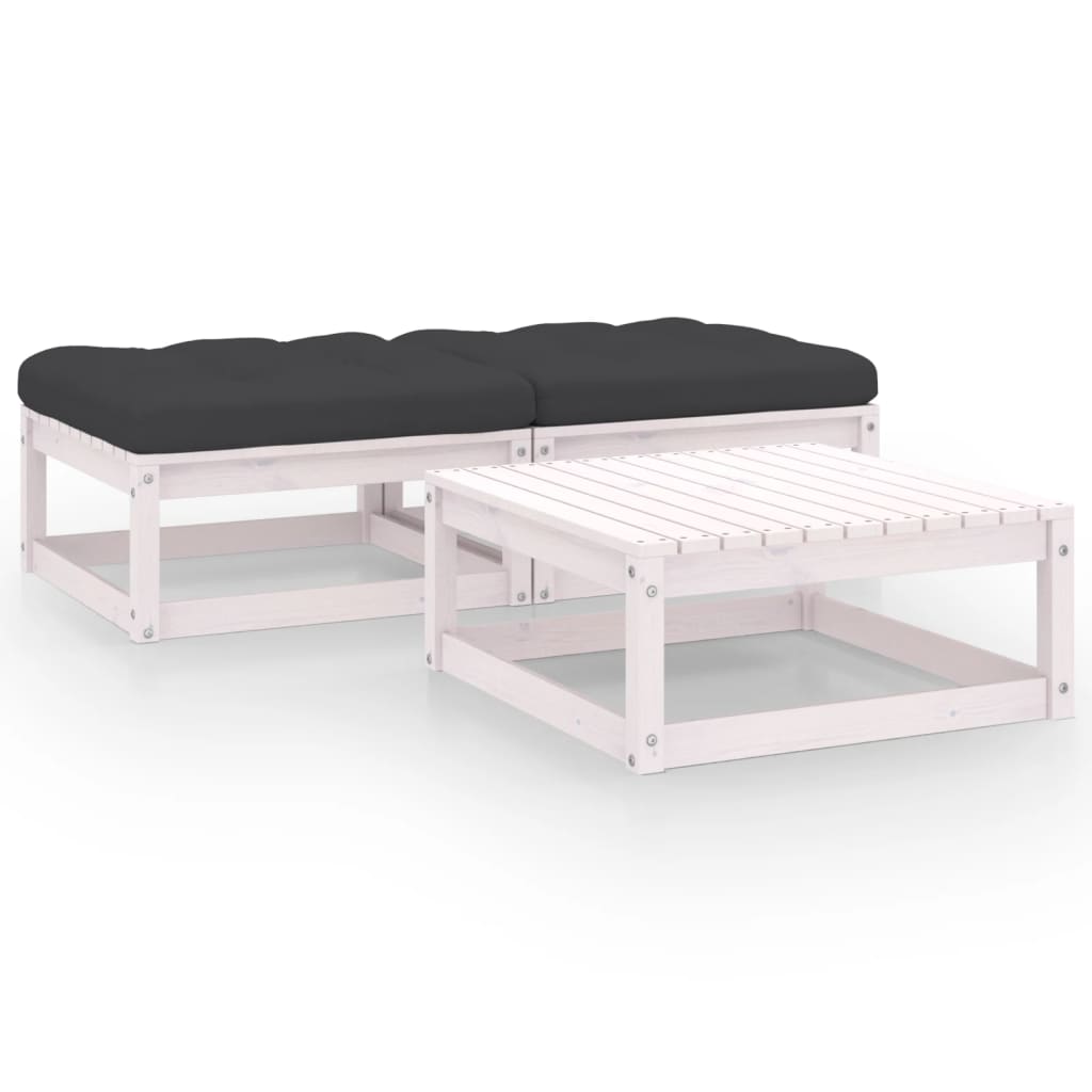 Set Mobilier Grădină Cu Perne, 3 Piese, Lemn Masiv De Pin