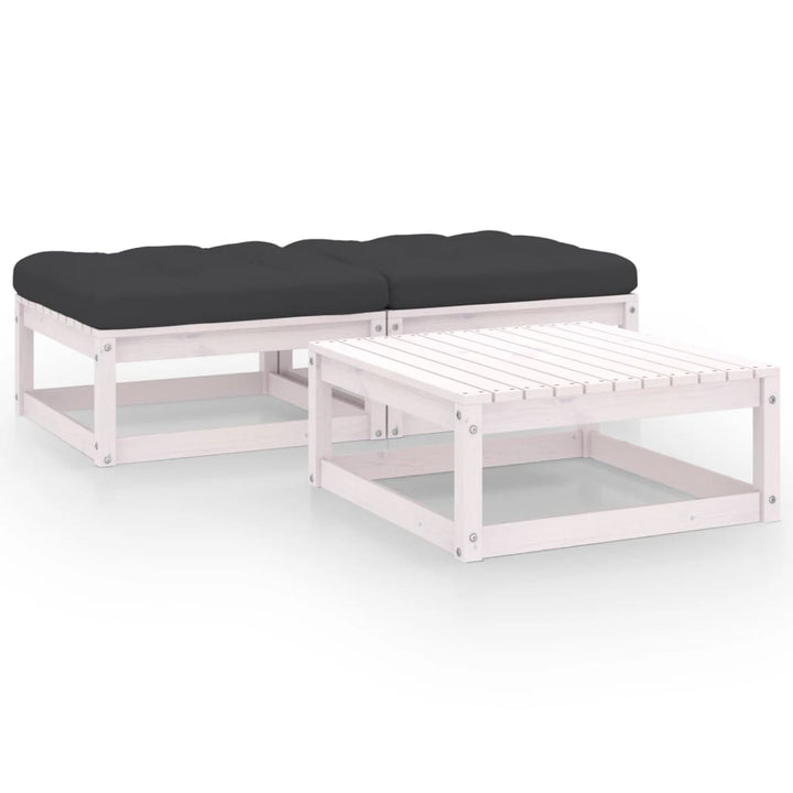 Set Mobilier Grădină Cu Perne, 3 Piese, Lemn Masiv De Pin