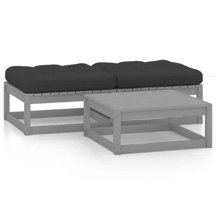 Set Mobilier Grădină Cu Perne, 3 Piese, Lemn Masiv De Pin