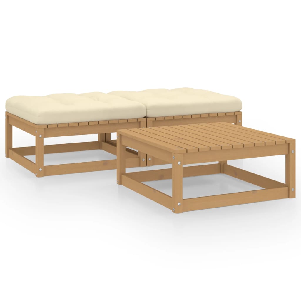 Set Mobilier Grădină Cu Perne, 3 Piese, Lemn Masiv De Pin