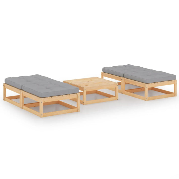 Set Mobilier De Grădină Cu Perne, 5 Piese, Lemn Masiv De Pin