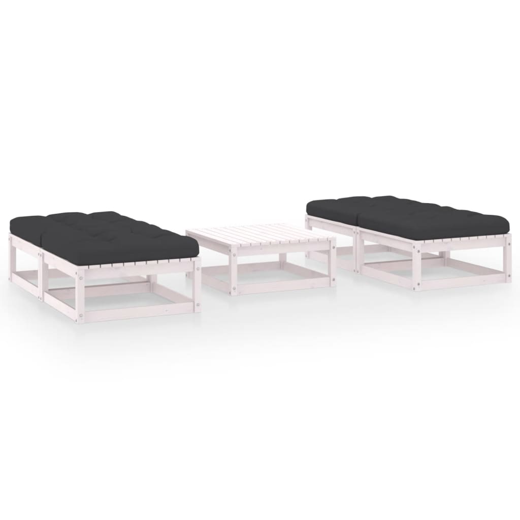 Set Mobilier De Grădină Cu Perne, 5 Piese, Lemn Masiv De Pin