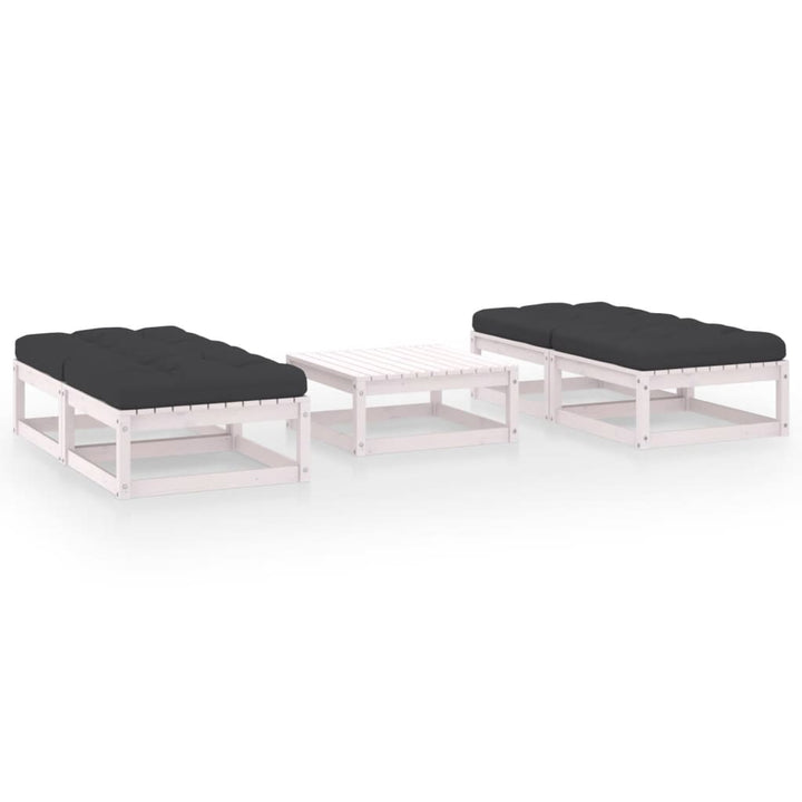 Set Mobilier De Grădină Cu Perne, 5 Piese, Lemn Masiv De Pin