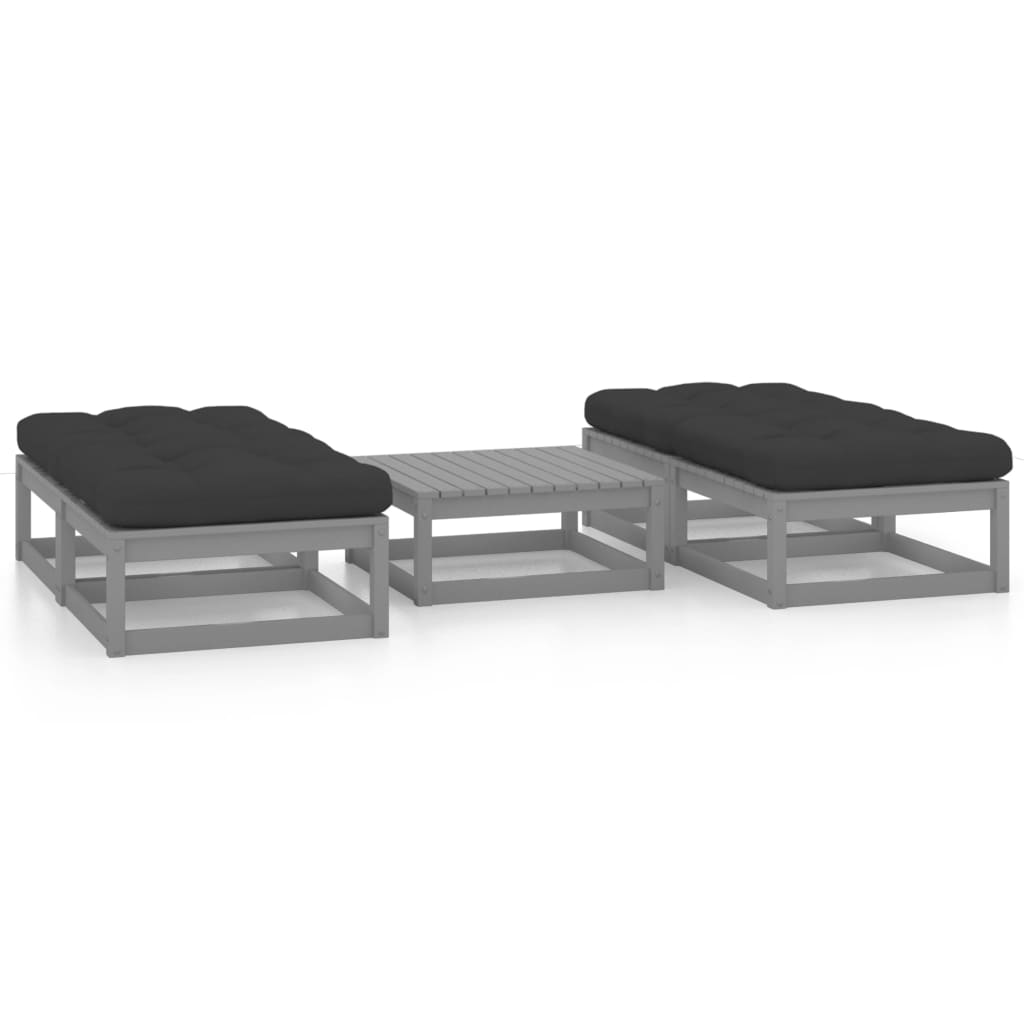 Set Mobilier De Grădină Cu Perne, 5 Piese, Lemn Masiv De Pin