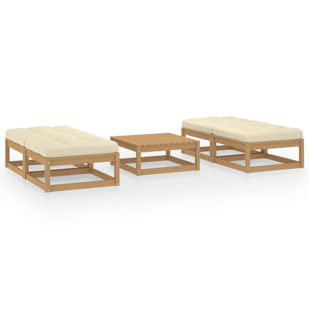 Set Mobilier De Grădină Cu Perne, 5 Piese, Lemn Masiv De Pin