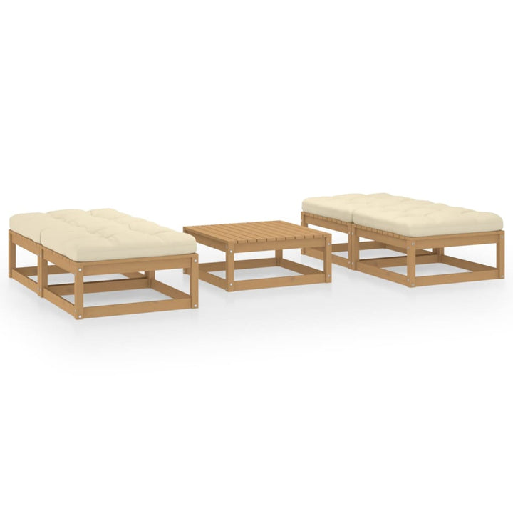 Set Mobilier De Grădină Cu Perne, 5 Piese, Lemn Masiv De Pin