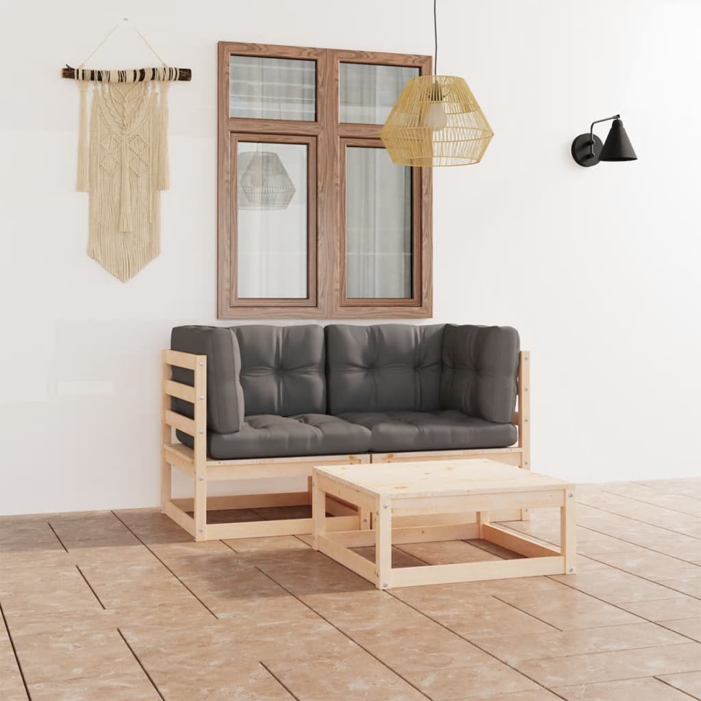 Set Mobilier De Grădină, 3 Piese, , Lemn Masiv De Pin