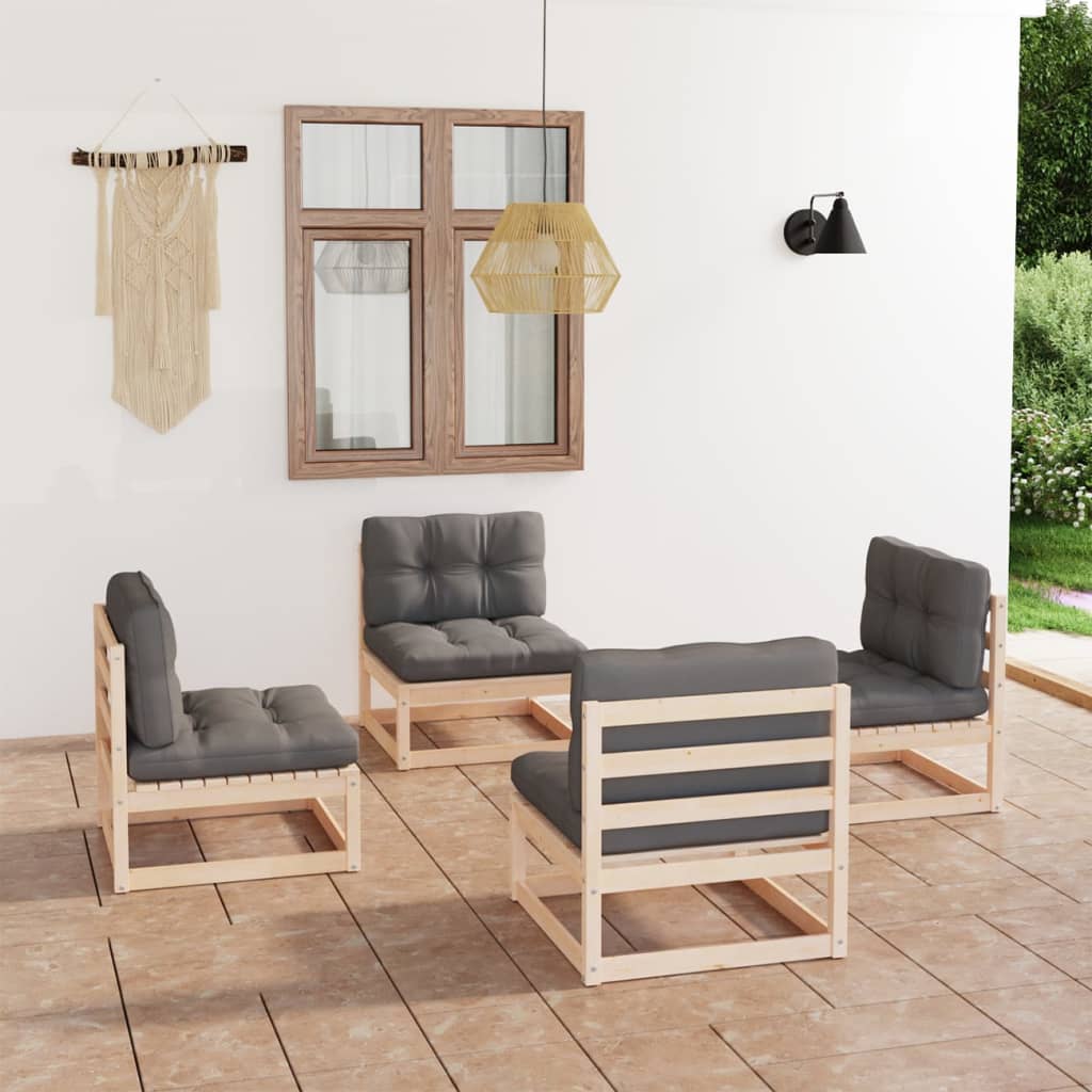 Vixl Set Mobilier De Grădină Cu Perne, 4 Piese, Lemn Masiv De Pin