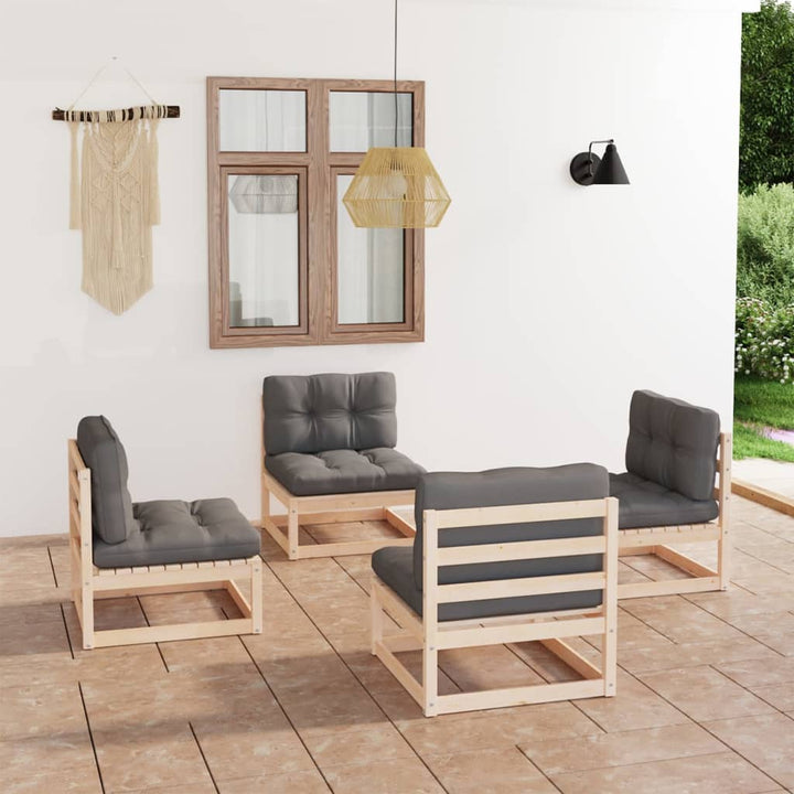 Vixl Set Mobilier De Grădină Cu Perne, 4 Piese, Lemn Masiv De Pin