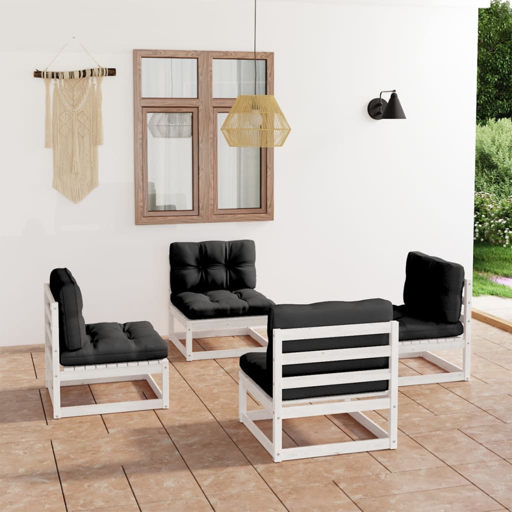 Vixl Set Mobilier De Grădină Cu Perne, 4 Piese, Lemn Masiv De Pin