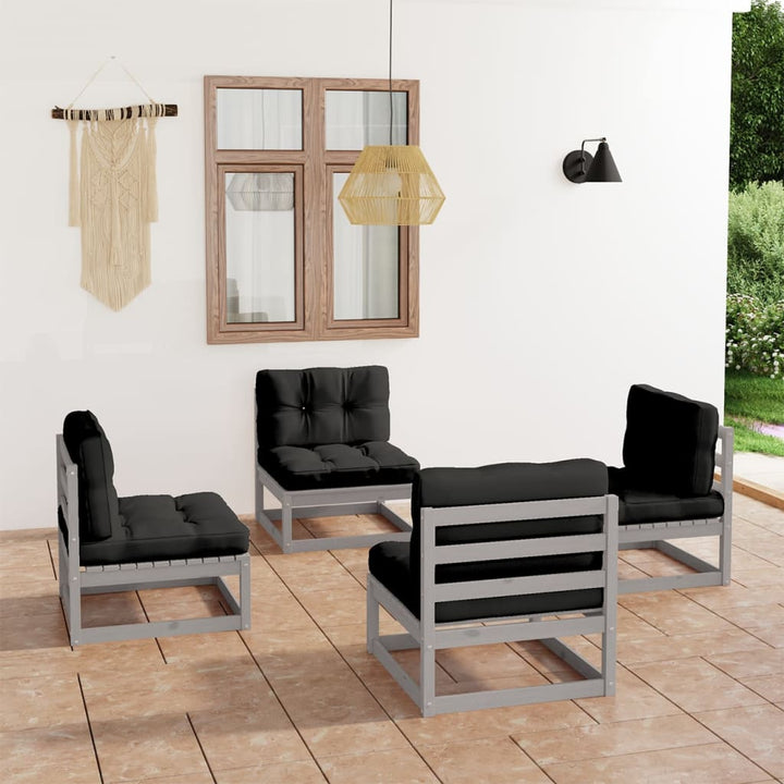 Vixl Set Mobilier De Grădină Cu Perne, 4 Piese, Lemn Masiv De Pin