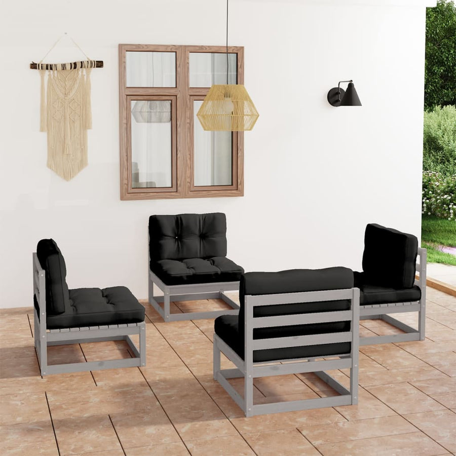 Vixl Set Mobilier De Grădină Cu Perne, 4 Piese, Lemn Masiv De Pin