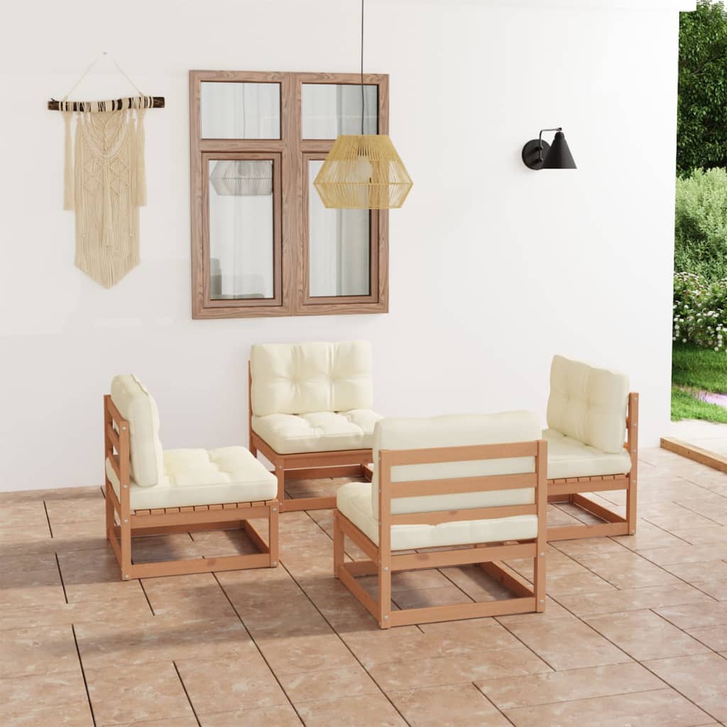 Vixl Set Mobilier De Grădină Cu Perne, 4 Piese, Lemn Masiv De Pin