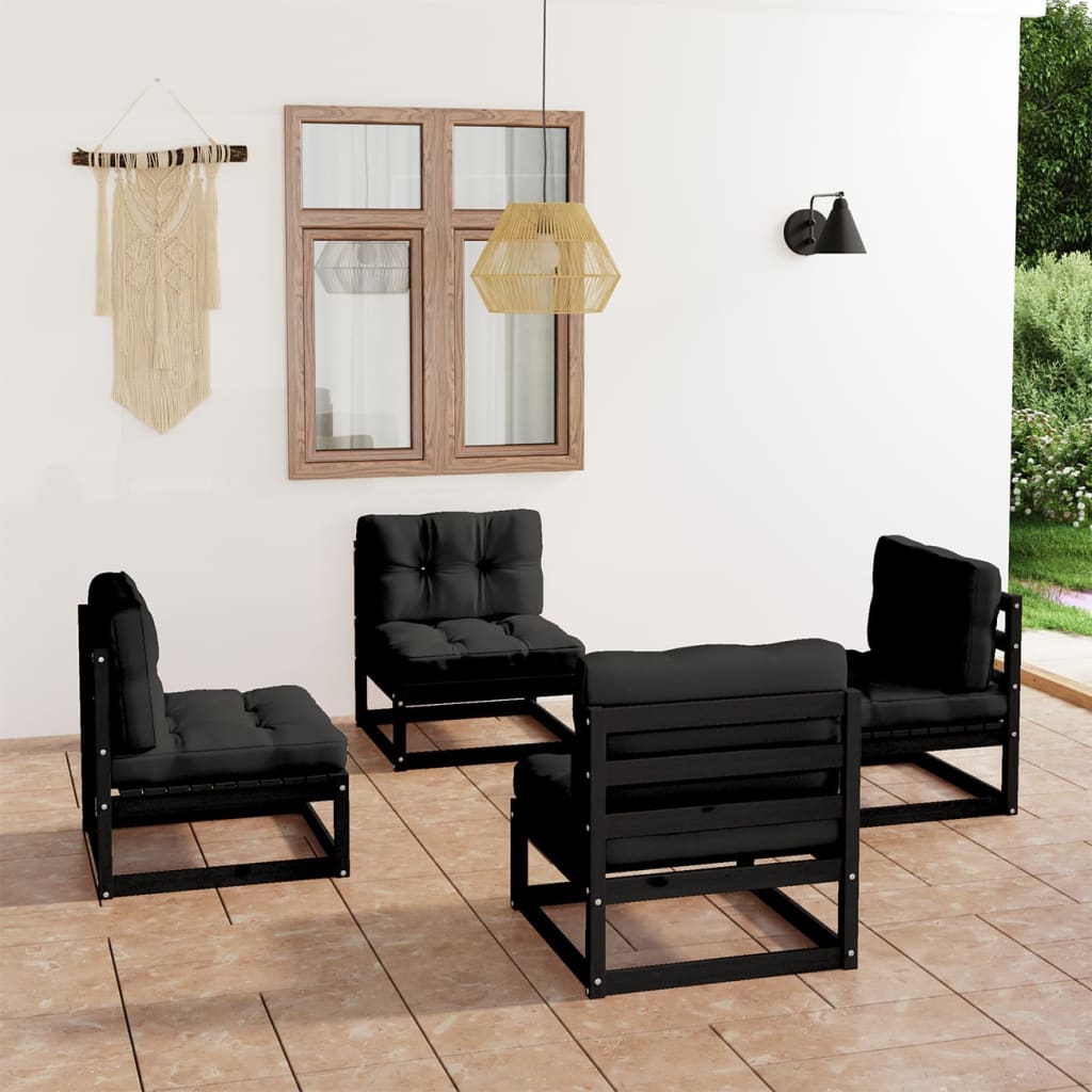 Vixl Set Mobilier De Grădină Cu Perne, 4 Piese, Lemn Masiv De Pin