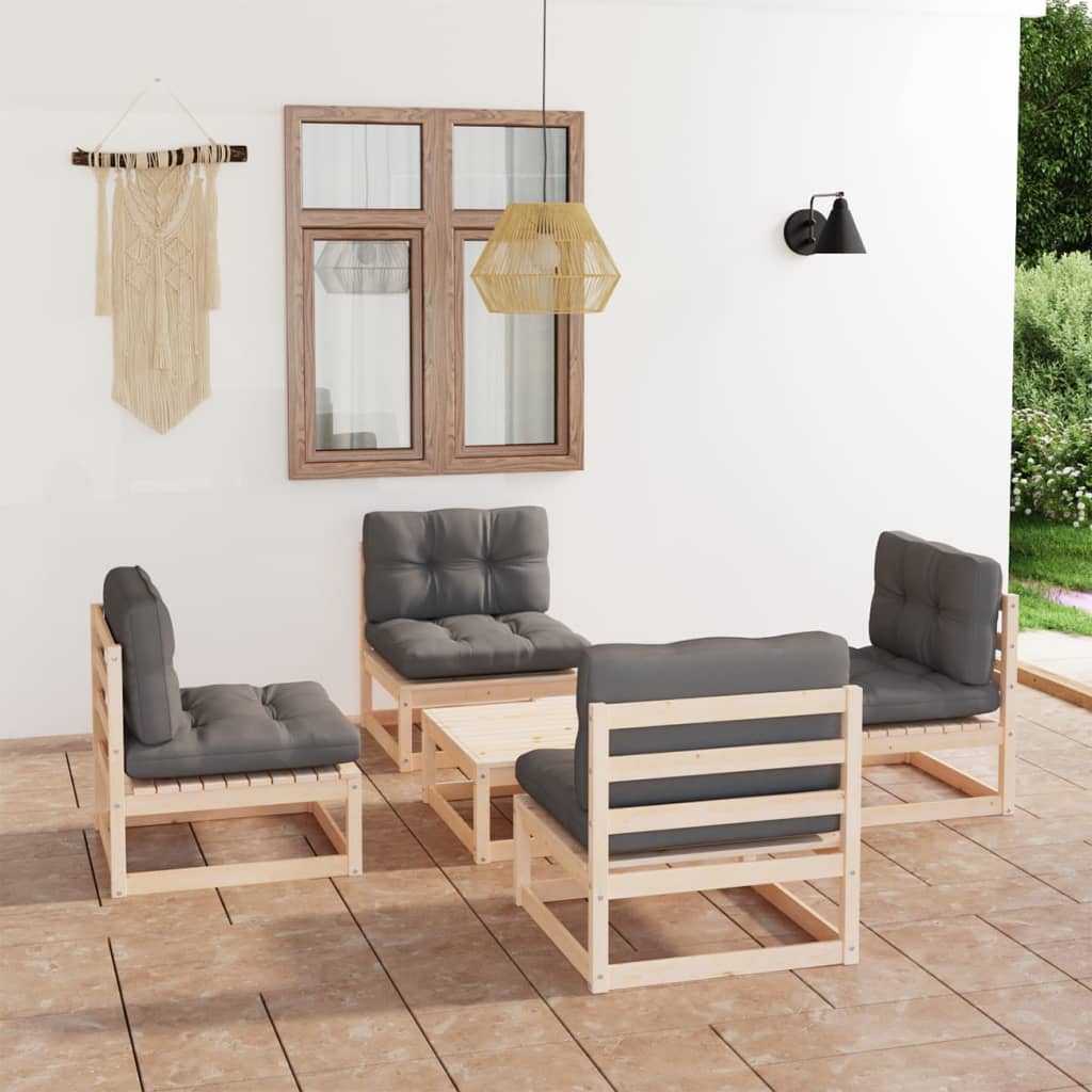 Set Mobilier De Grădină, 5 Piese, , Lemn Masiv De Pin