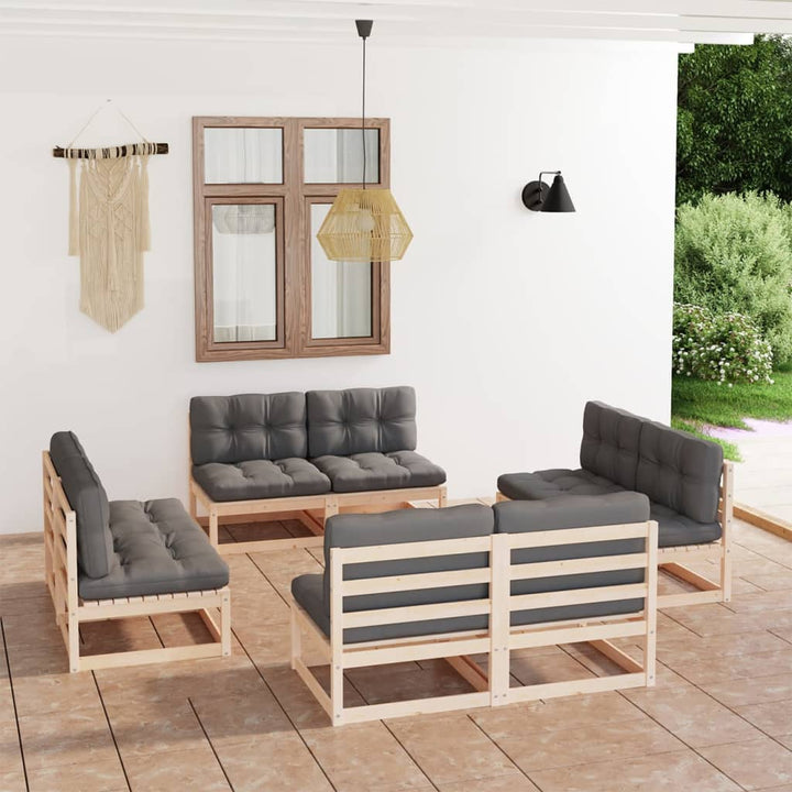 Vixl Set Mobilier De Grădină Cu Perne, 8 Piese, Lemn Masiv De Pin