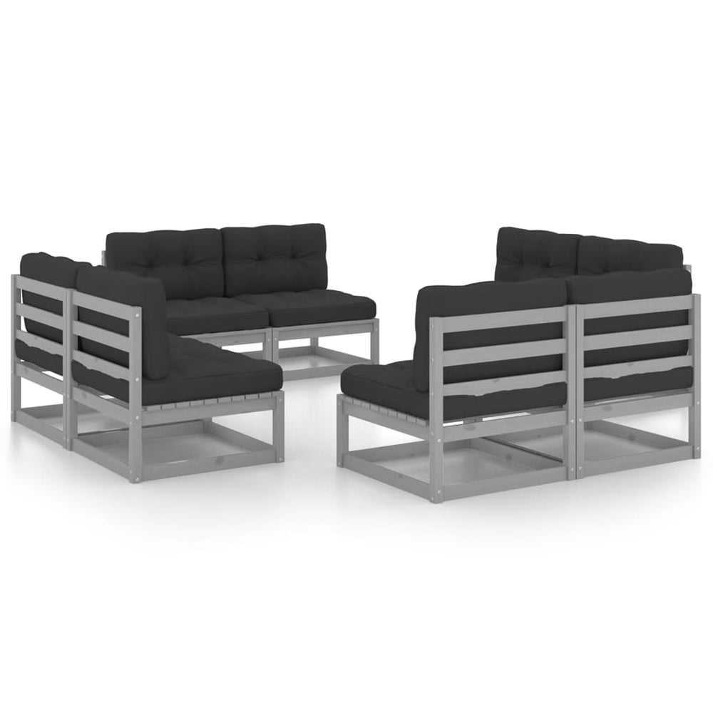 Vixl Set Mobilier De Grădină Cu Perne, 8 Piese, Lemn Masiv De Pin