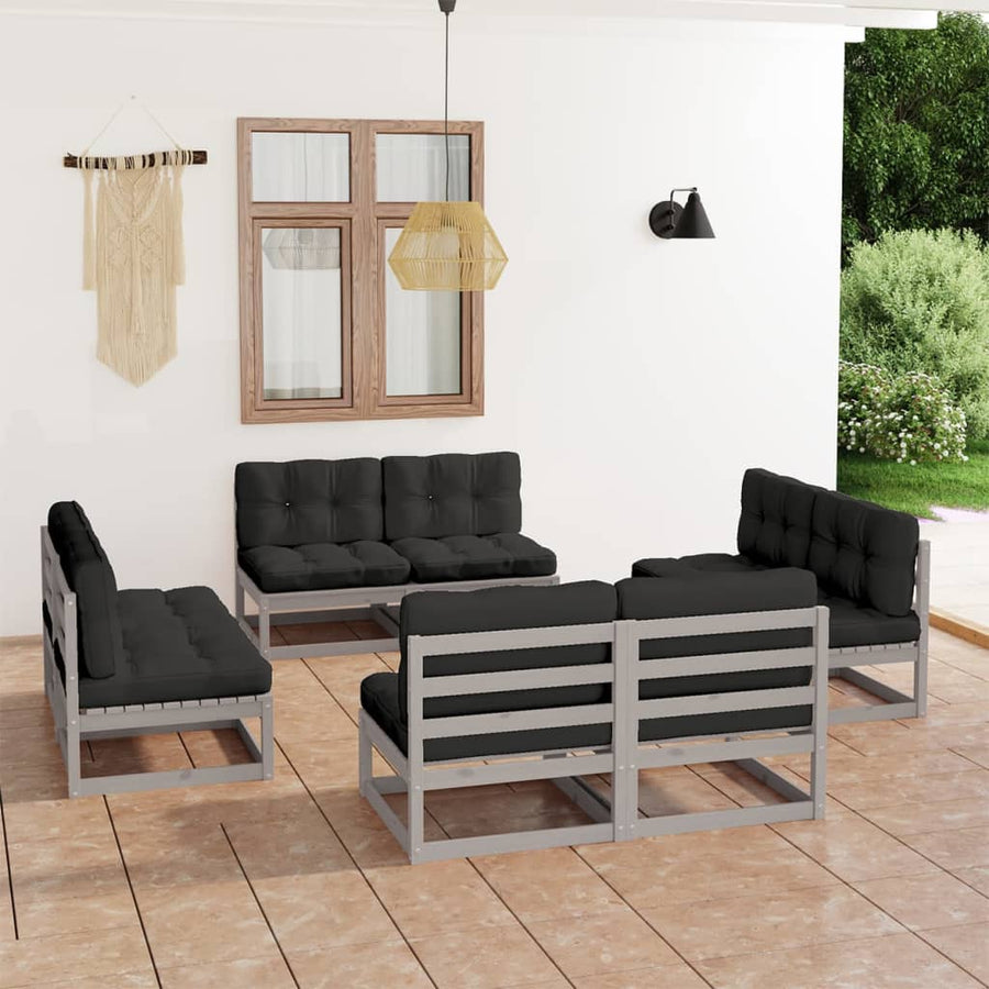 Vixl Set Mobilier De Grădină Cu Perne, 8 Piese, Lemn Masiv De Pin