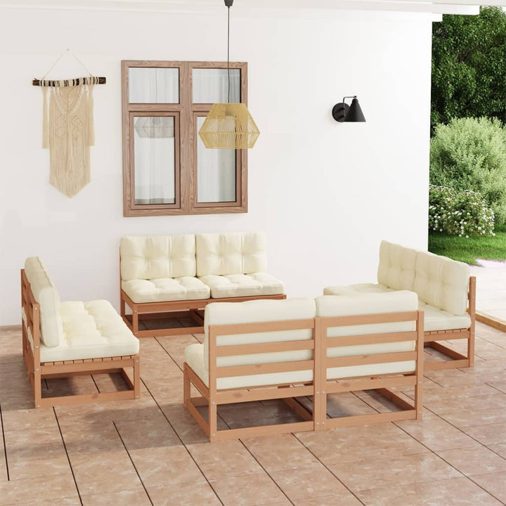 Vixl Set Mobilier De Grădină Cu Perne, 8 Piese, Lemn Masiv De Pin