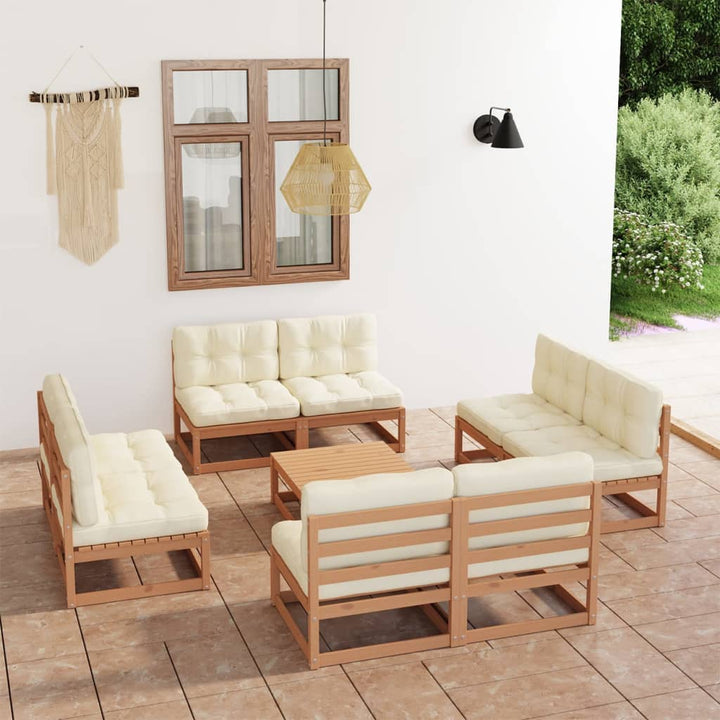 Vixl Set Mobilier Grădină Cu Perne, 9 Piese, Lemn Masiv De Pin