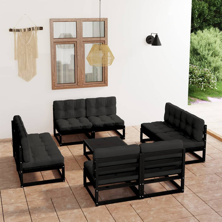 Vixl Set Mobilier Grădină Cu Perne, 9 Piese, Lemn Masiv De Pin