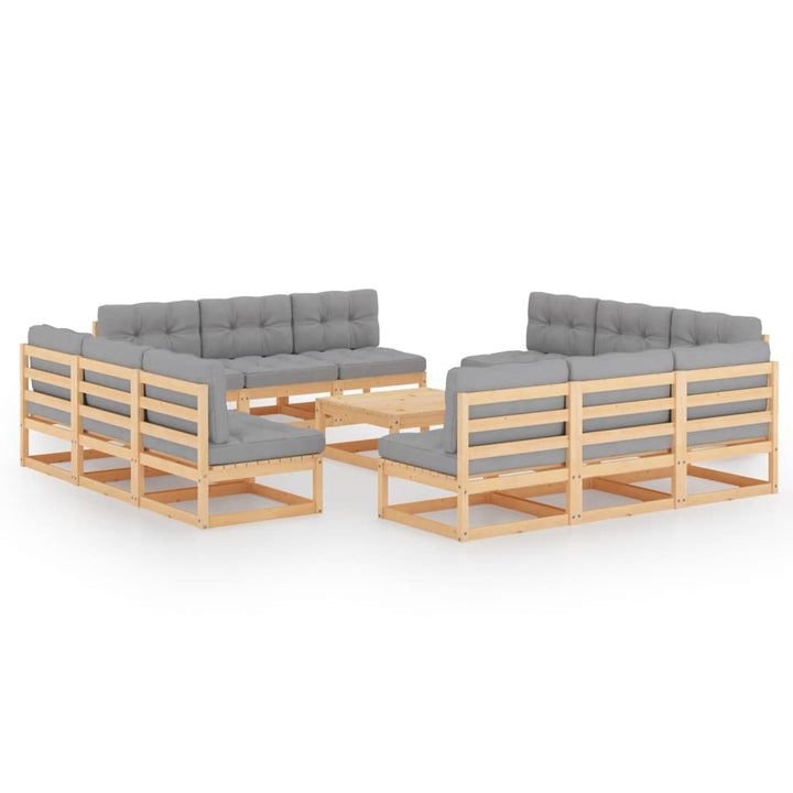 Vixl Set Mobilier De Grădină Cu Perne, 13 Piese, Lemn Masiv De Pin