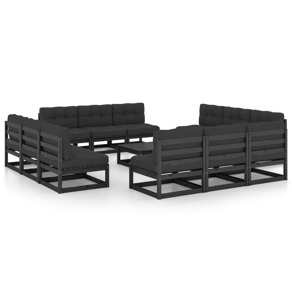 Vixl Set Mobilier De Grădină Cu Perne, 13 Piese, Lemn Masiv De Pin