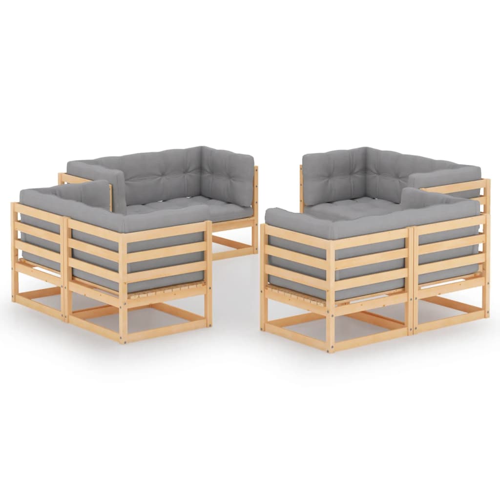 Set Mobilier De Grădină, 8 Piese, , Lemn Masiv De Pin