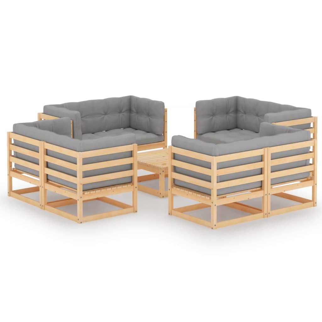 Set Mobilier De Grădină, 9 Piese, , Lemn Masiv De Pin